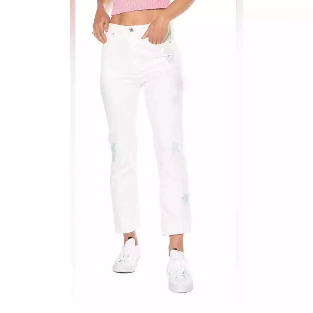 Juicy Couture Womens Size 32 White Venice Star Detail Straight Leg Pant NEW